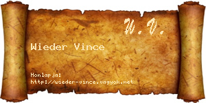 Wieder Vince névjegykártya